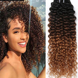 Weave Bundles Afro Kinky Curly Remy Hair Extensions Ombre Brazilian 100% Human Hair - EvaParisBeauty