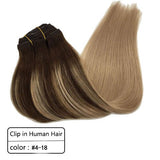 Clip de cheveux humains dans les extensions Ombre Bleach Blonde 7pcs 120g Remy Hair Clip Extensions Straight Natural Thick Hair Clip extension - EvaParisBeauty