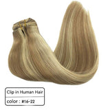 Clip de cheveux humains dans les extensions Ombre Bleach Blonde 7pcs 120g Remy Hair Clip Extensions Straight Natural Thick Hair Clip extension - EvaParisBeauty